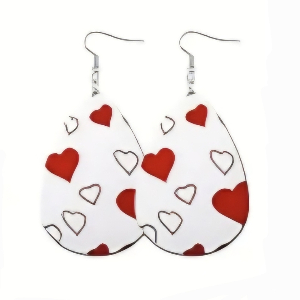 Red Heart Teardrop Earrings